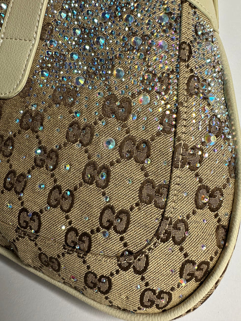 Gucci Jackie GG Supreme Crystal Hobo Τσάντα – Μπέζ
