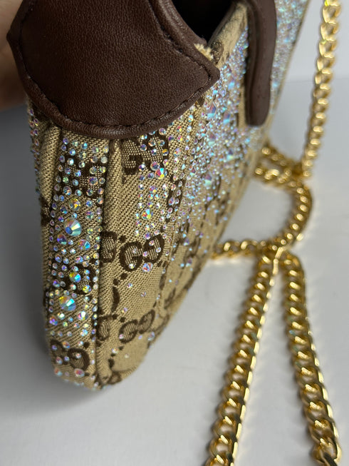 Gucci Jackie GG Supreme Crystal Hobo Τσάντα – Καφέ