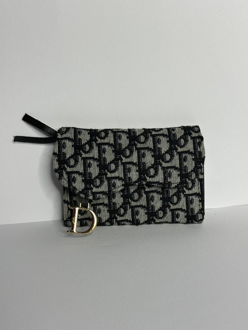 Dior Saddle Embossed Mini Πορτοφόλι – Μαύρο/Λευκό