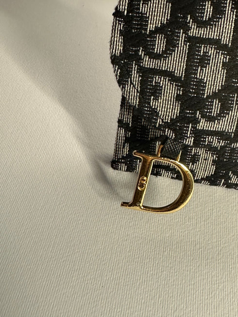 Dior Saddle Embossed Mini Πορτοφόλι – Μαύρο/Λευκό