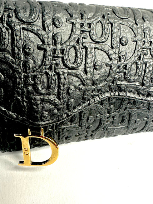 Dior Saddle Embossed Leather Πορτοφόλι – Μαύρο