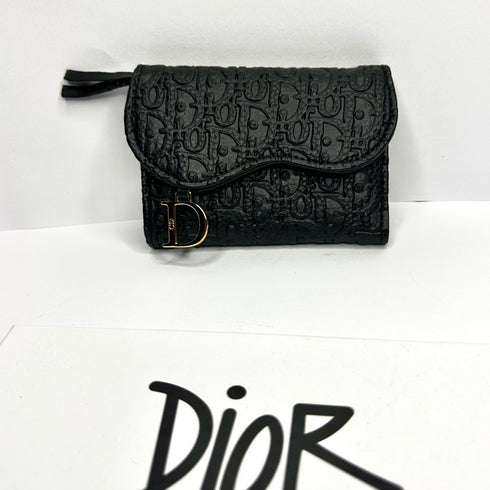 Dior Saddle Embossed Leather Πορτοφόλι – Μαύρο