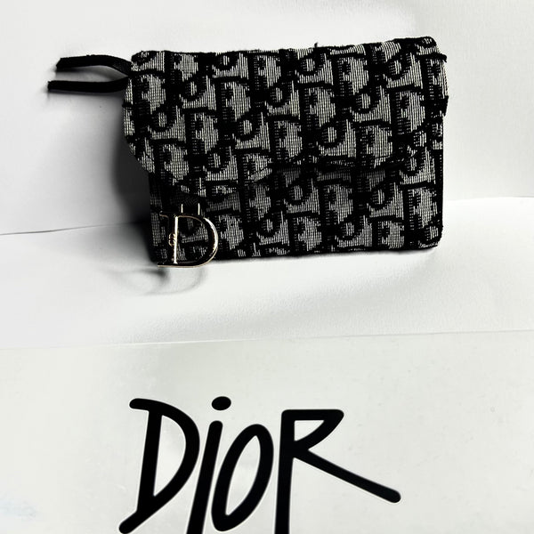 Dior Saddle Embossed Mini Πορτοφόλι – Μαύρο/Λευκό